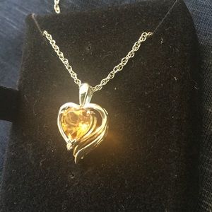 14k gold and 925 sterling silver citrine necklace